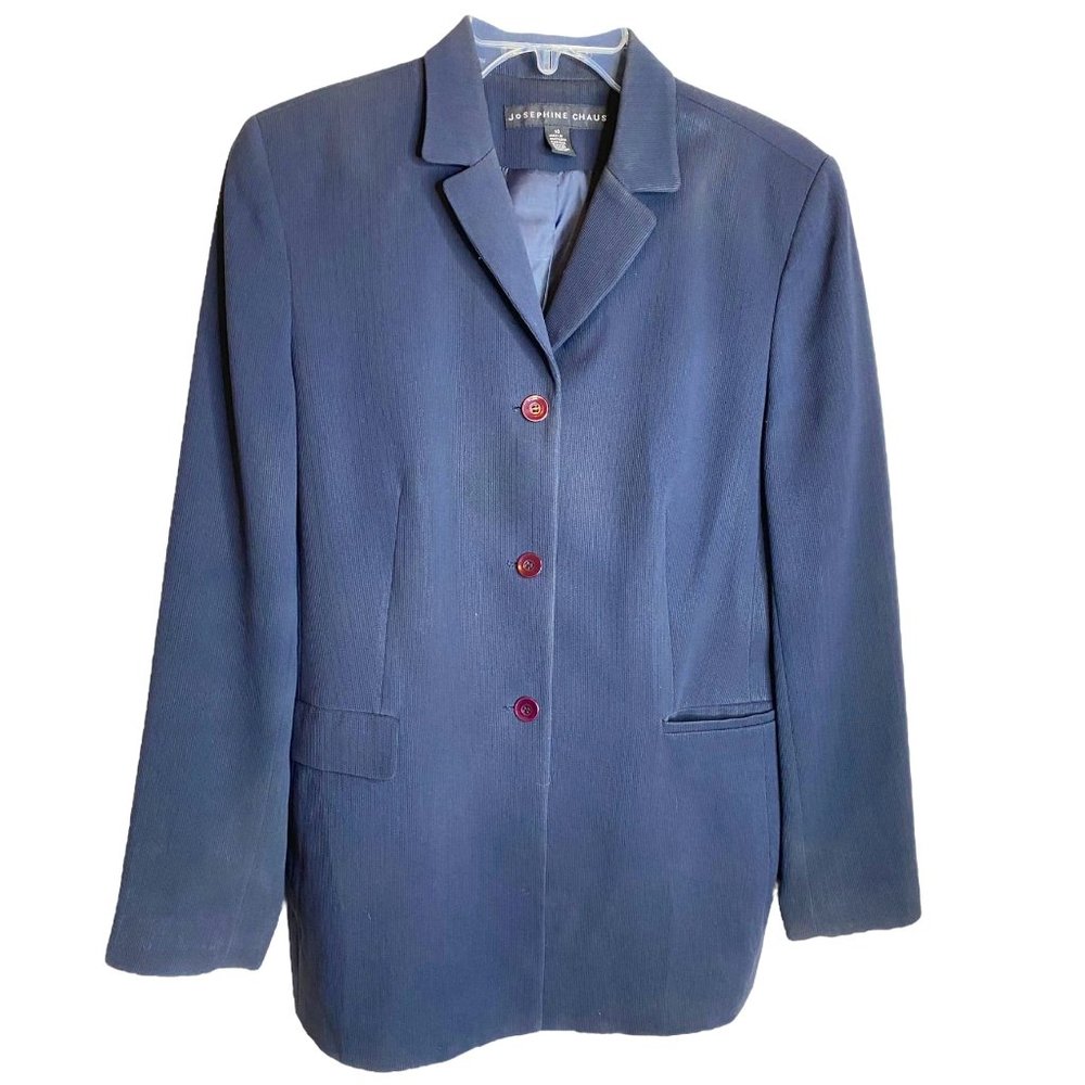 Josephine Chaus Womens Vintage Navy Blue Notched Blazer Size 10 Classic Y2K